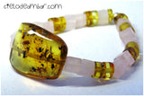 Pulsera ajustable de ámbar con cuarzo (Mod. 0738)