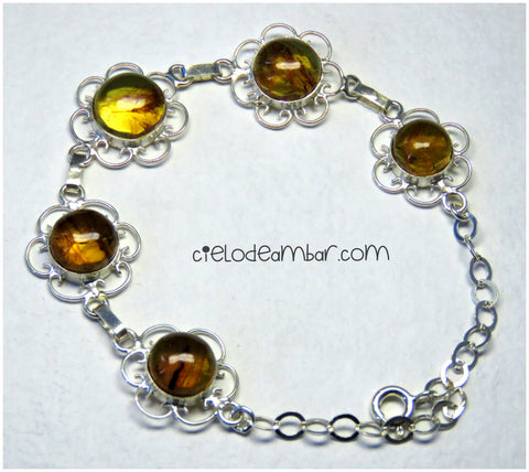 Pulsera de plata con flores (MOD. 016)