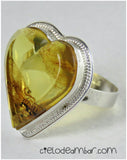 Anillo de ámbar amarillo en forma de corazón (Mod. 0081)