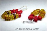 Juego Collar - Aretes de ámbar con coral rojo (Mod. 07014)