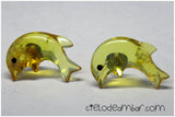 Aretes de ámbar amarillo en forma de delfin (Mod. 0782)