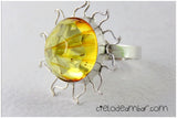 Anillo de ámbar amarillo en forma de sol (Mod. 0883)