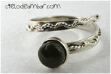Anillo ajustable de ámbar verde ( Mod. 0202)